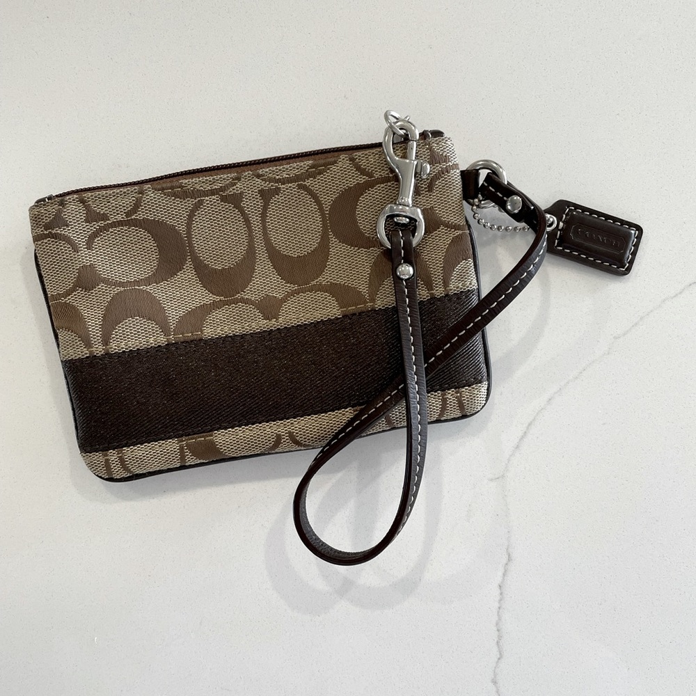 Brown Coach wristlet